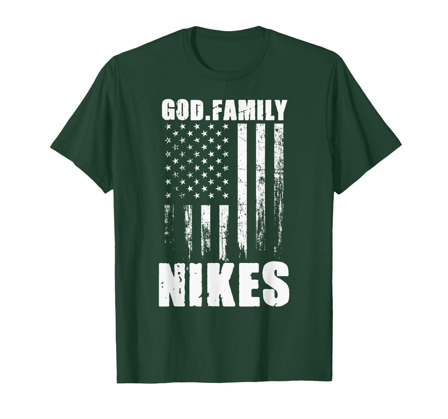 Notre Dame Nikes God. Family. Vintage USA Flag T-Shirt