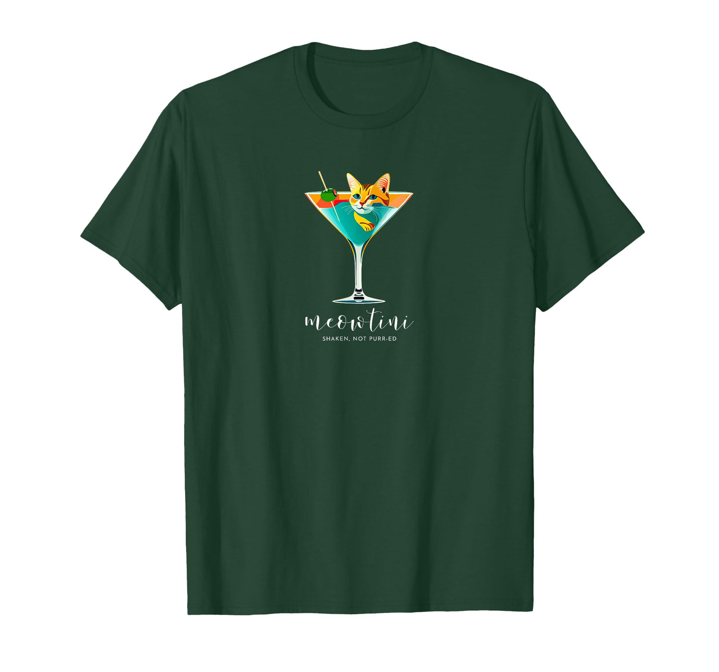 Martini & Cats | Meowtini Shaken Not Purr-ed | Funny Cat T-Shirt
