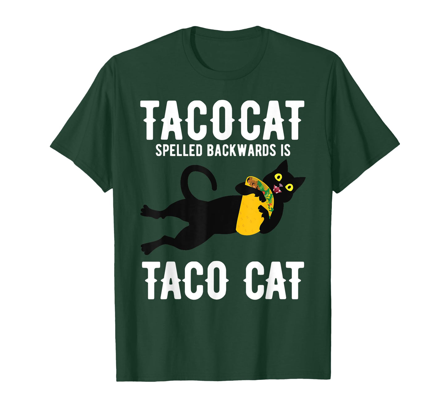 Taco Tuesday Shirt Black Cat Funny Spelled Backwards Tacocat T-Shirt