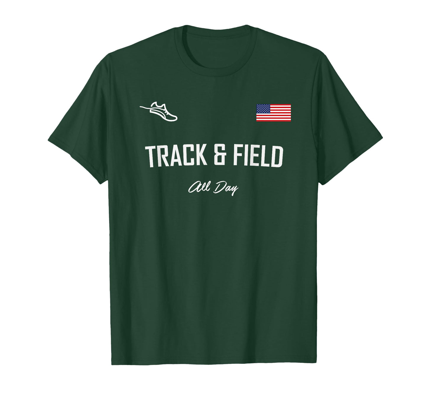 Track and Field Gifts | Track & Field All Day USA Flag T-Shirt