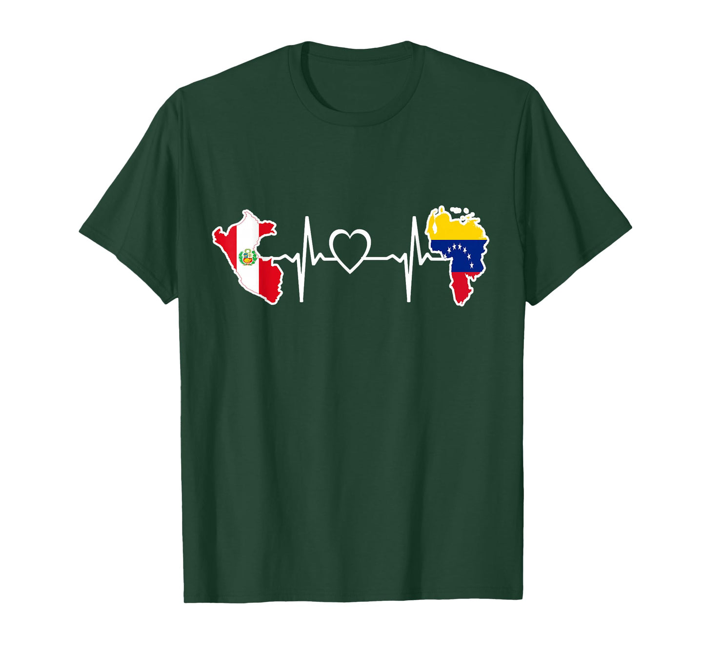 Peru Venezuela Flag Peruvian Venezuelan Heartbeat T-Shirt