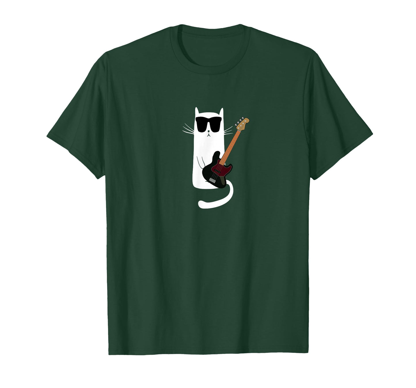 Funny Cat Wearing Sunglasses Playing Bass Guitar T-Shirt