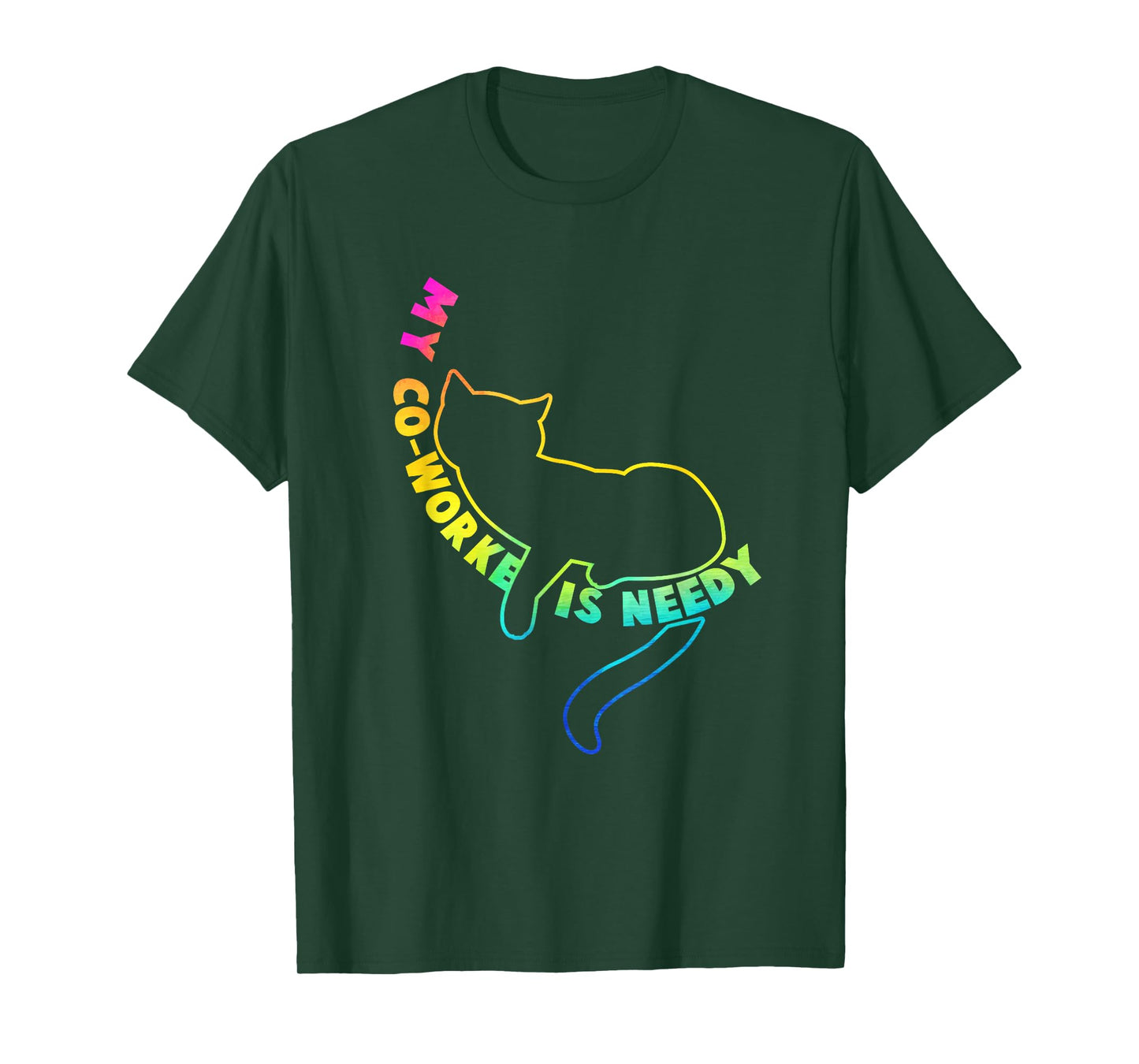 My Co-Worker is Needy Funny Work from Home Cat Rainbow T-Shirt for Men Women