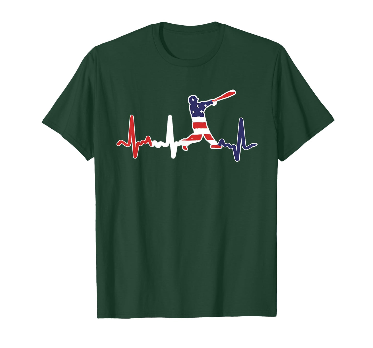 Home Run Baseball Flag Baseball Heartbeat T-Shirt