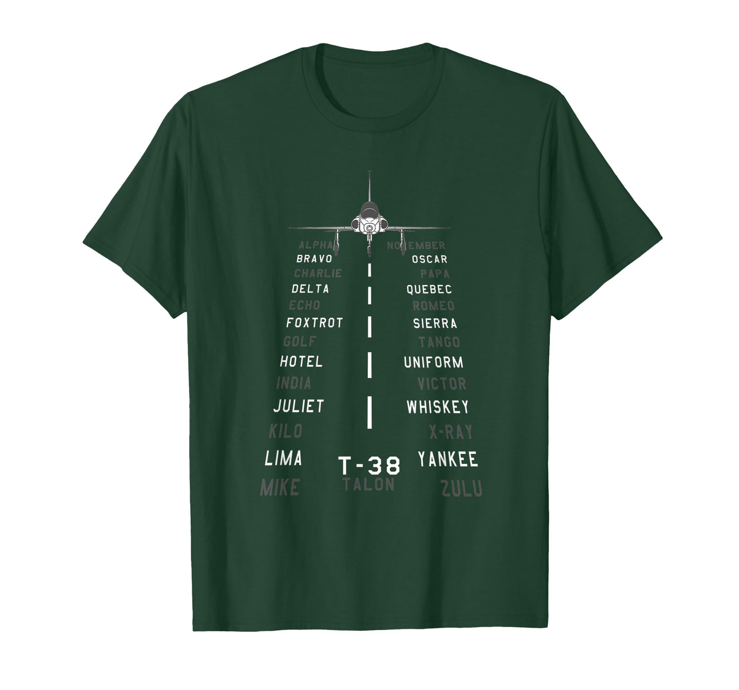 Aviation Phonetic Alphabet T-38 Talon Jet Airplane Pilot T-Shirt