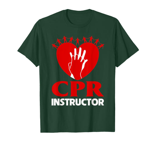 CPR Instructor Teacher First Aid Aed Trainer Red Heart Men Women T-Shirt