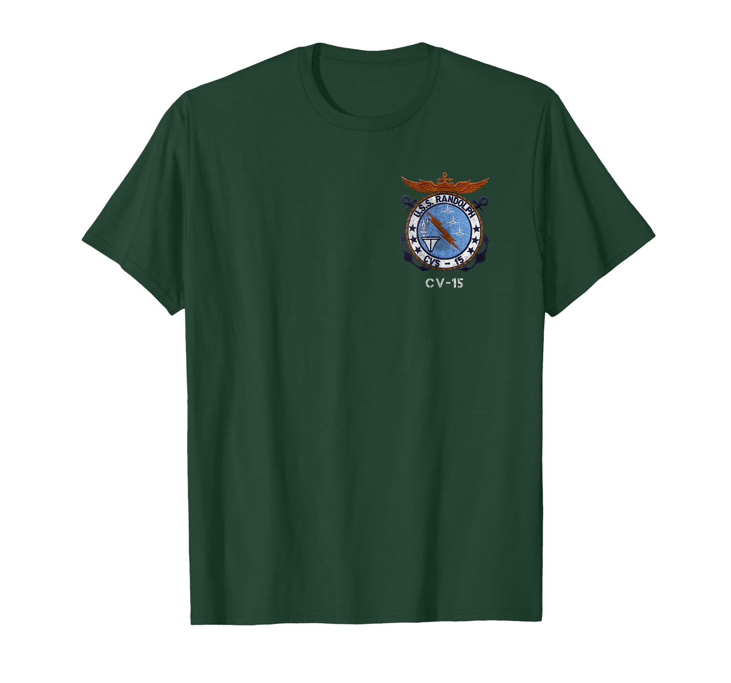 USS Randolph CV-15 Logo American Flag Aircraft Carrier Papa T-Shirt