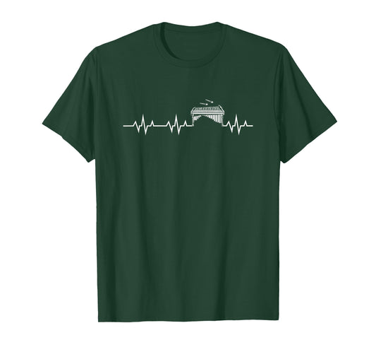 Front Ensemble Marching Band Gifts C.o. Marimba Heartbeat, Front Ensemble Marching Band Marimbist Unisex Adult Black T-Shirt