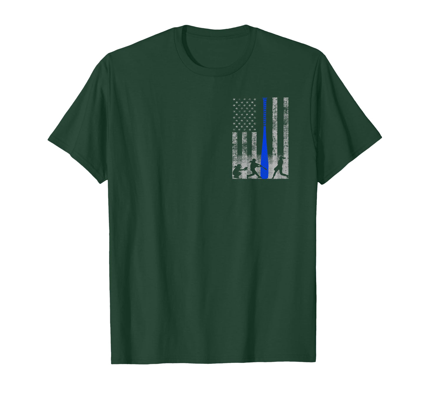 Blue Softball Flag Shirt - Blue Bat Softball Flag T-Shirt