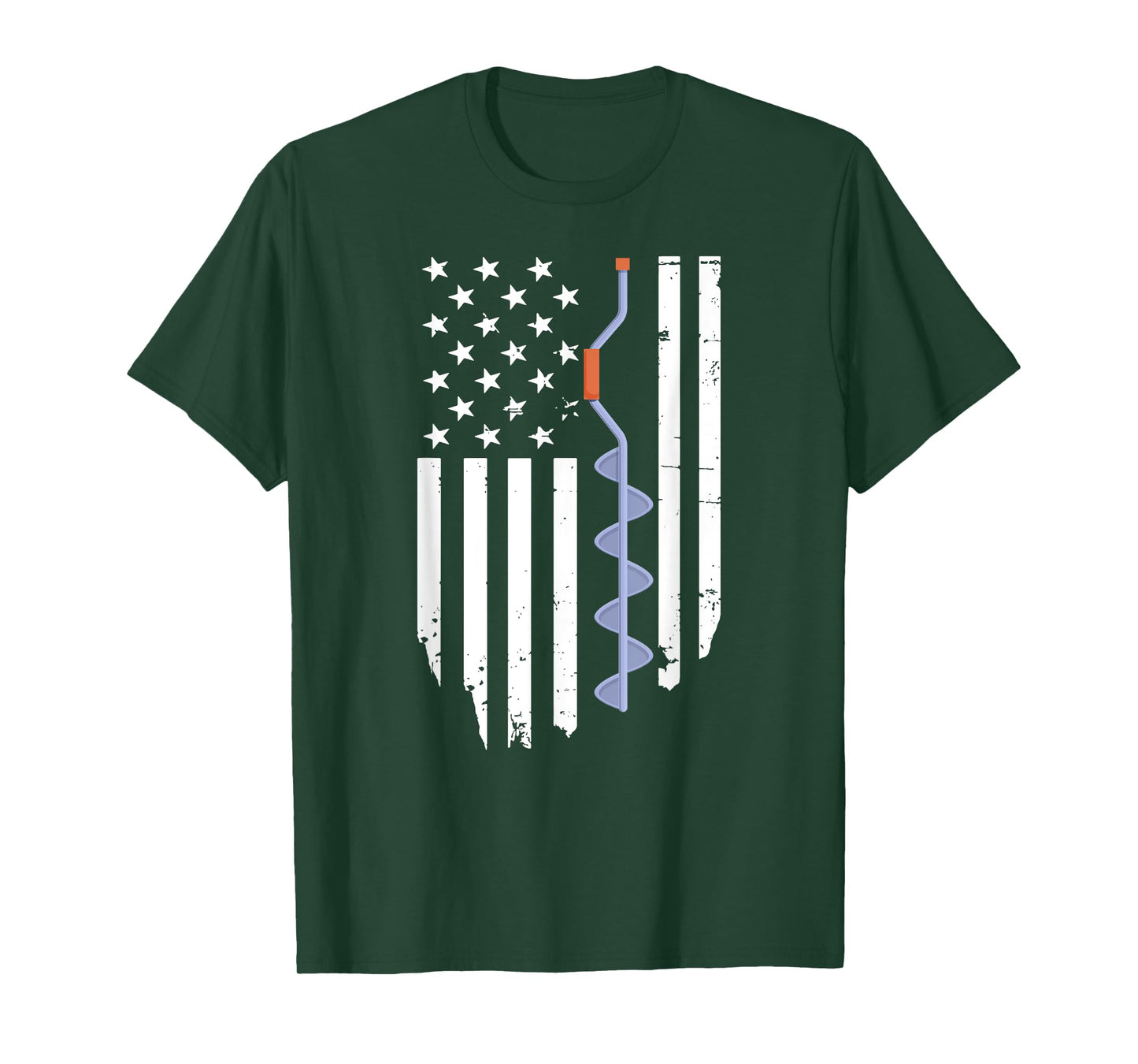 Ice Fishing Retro American Flag USA Fishermen Eskimo Winter T-Shirt