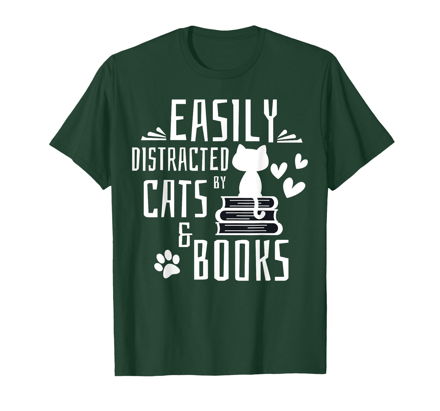 Easily Distracted By Cats And Books Gifts Kids Girls Boys T-Shirt