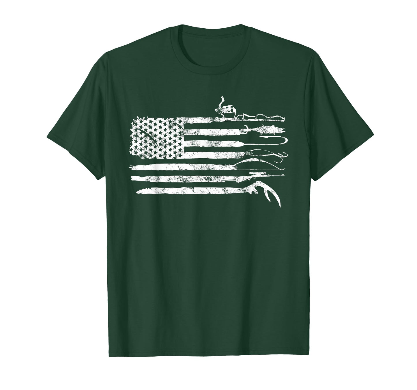 Hunting Fishing American Flag Patriotic T-Shirt