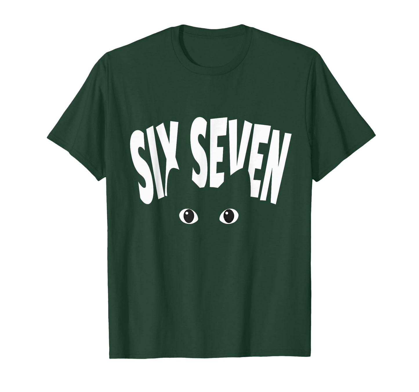 Funny 6-7 Meme Design Six Seven Peeking Cat Graphic T-Shirt