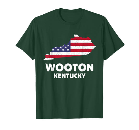 Distressed Patriotic USA Flag Wooton, Kentucky T-Shirt for Women Men