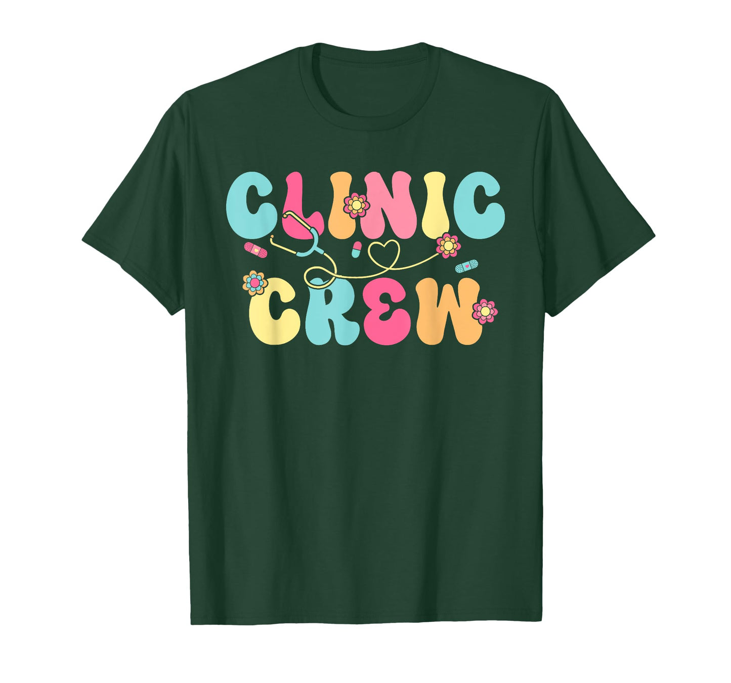 Clinic Crew For School Nurse Groovy (On Back) T-Shirt