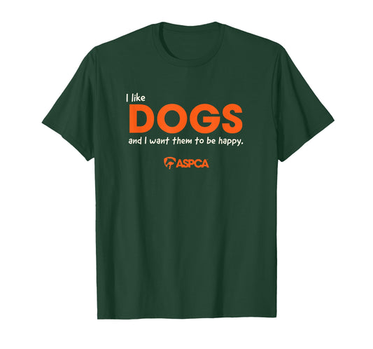 ASPCA I Like Dogs Unisex Adults Black Cotton 100% Classic Fit Crew Neck Short Sleeve T-Shirt