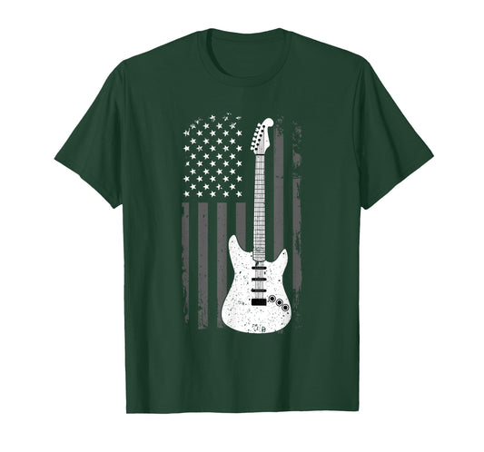 Guitar American US Flag Music Player Electric Guitarist Gift T-Shirt