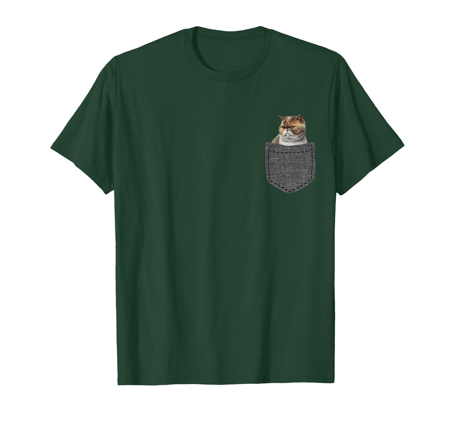 Persian Cat in Pocket T-Shirt
