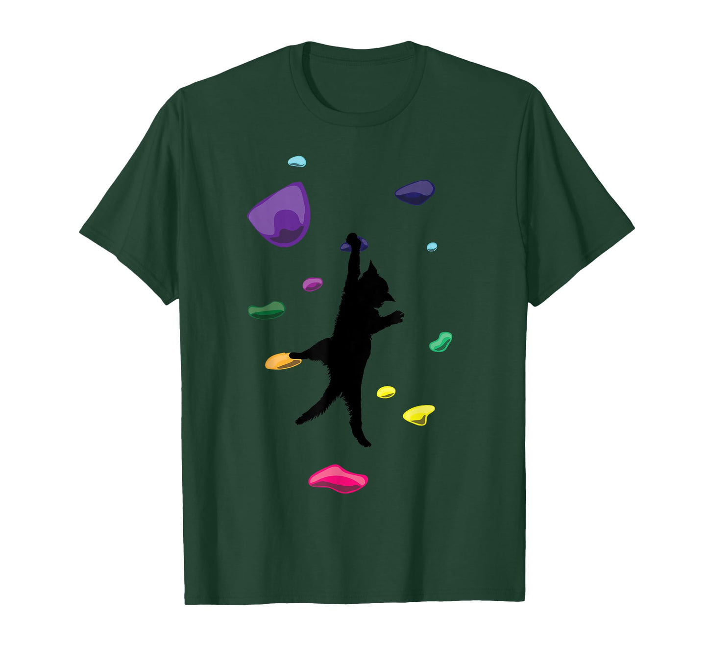 Cat Rock Climbing Art For Men Women Kid Carabiner Bouldering T-Shirt