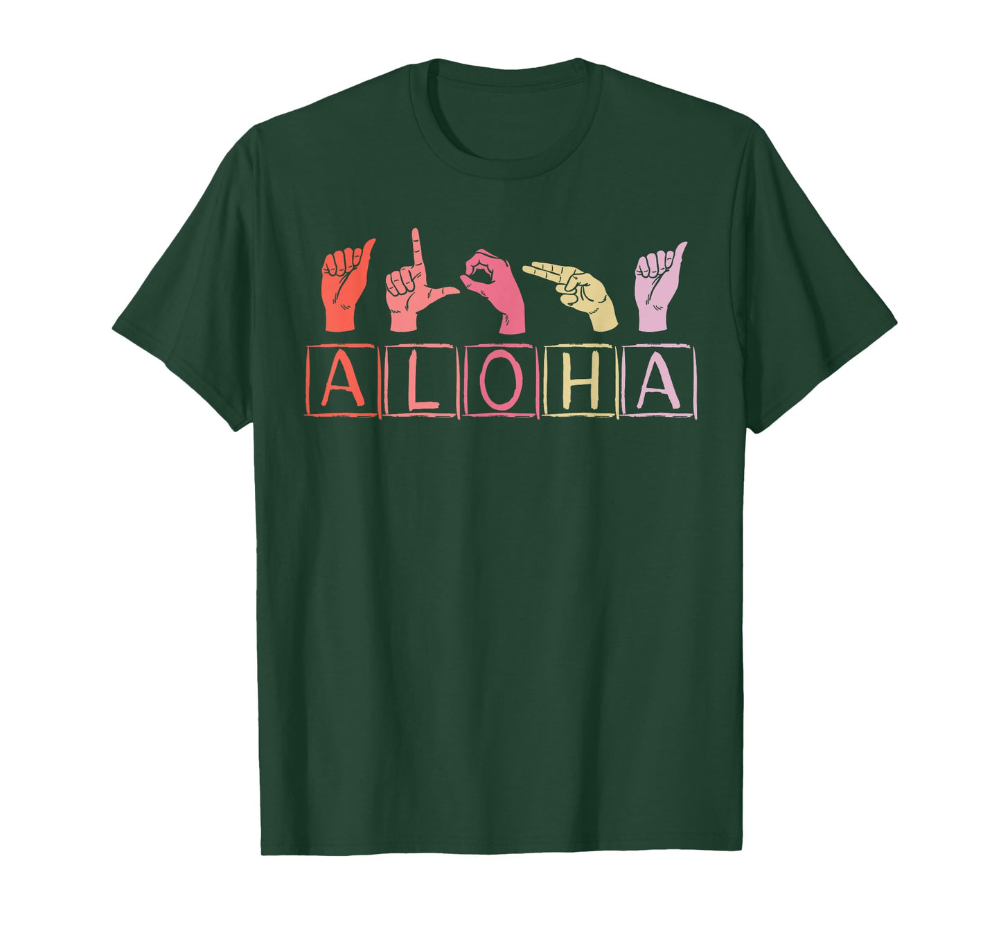 Aloha Hand Sign Language American ASL Teacher Hawaiian Men Women T-Shirt