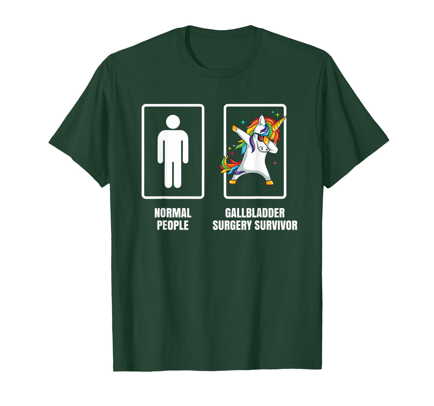 Gallbladder Surgery Funny Teez Co. Dabbing Unicorn Gallbladder Surgery Recovery Gift T-Shirt - Black, Small, Men's Modern Cartoon T-Shirt