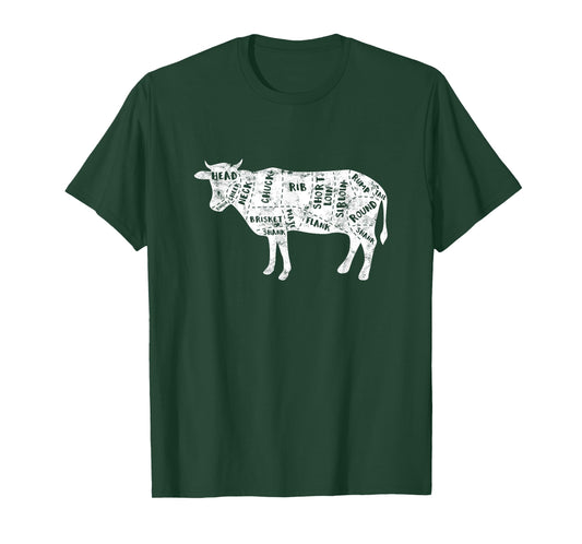Cow Butcher Beef Cuts Diagram - Butching Meat Cutter T-Shirt