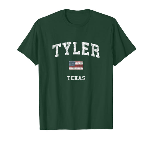 Tyler Texas TX Vintage American Flag Sports Design T-Shirt for Women Kids Men