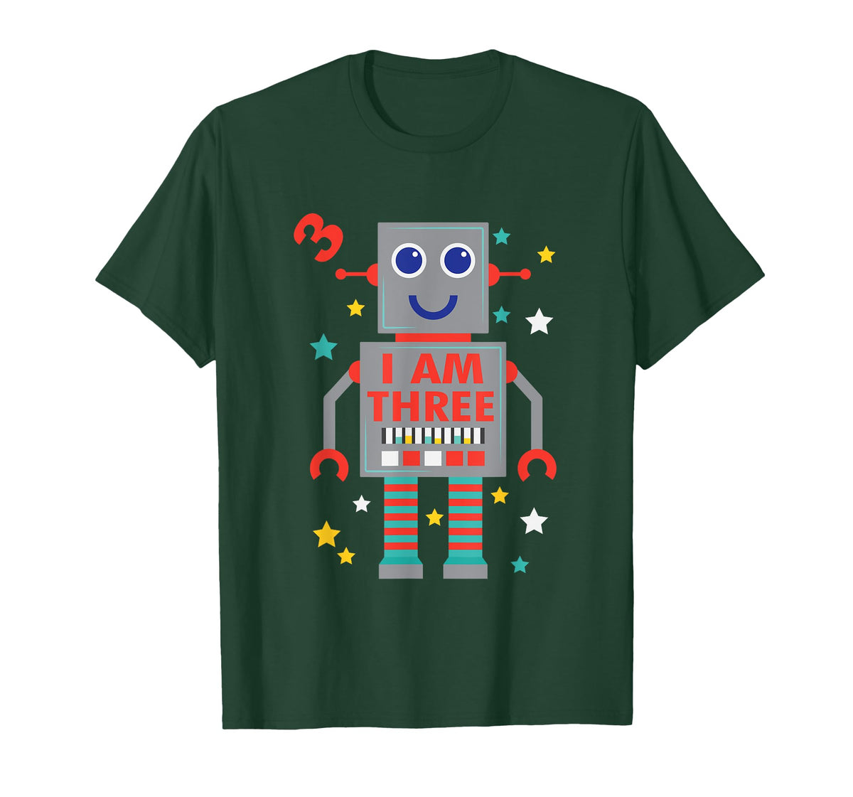 I Am Three Robot Funny Robotics 3 Year Old Birthday Party T-Shirt