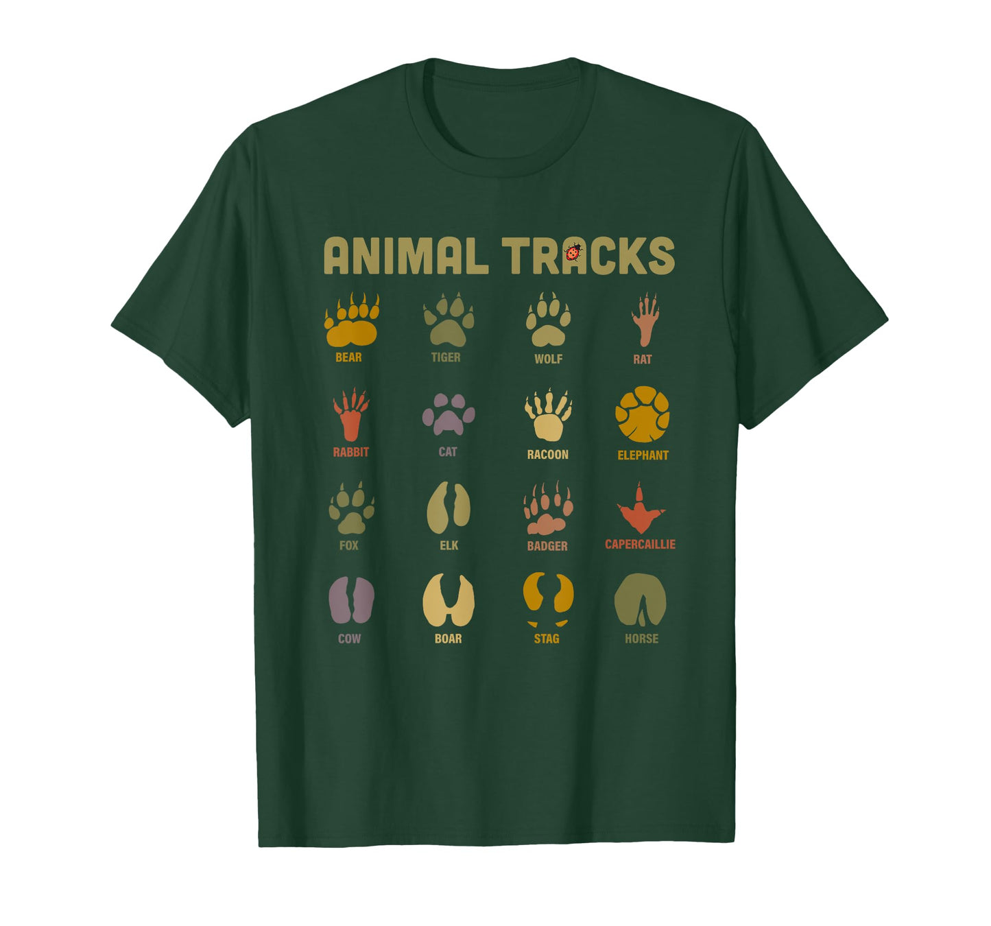 Children's Kids Wild Animal Tracks Childrens Learning Design T-Shirt Small