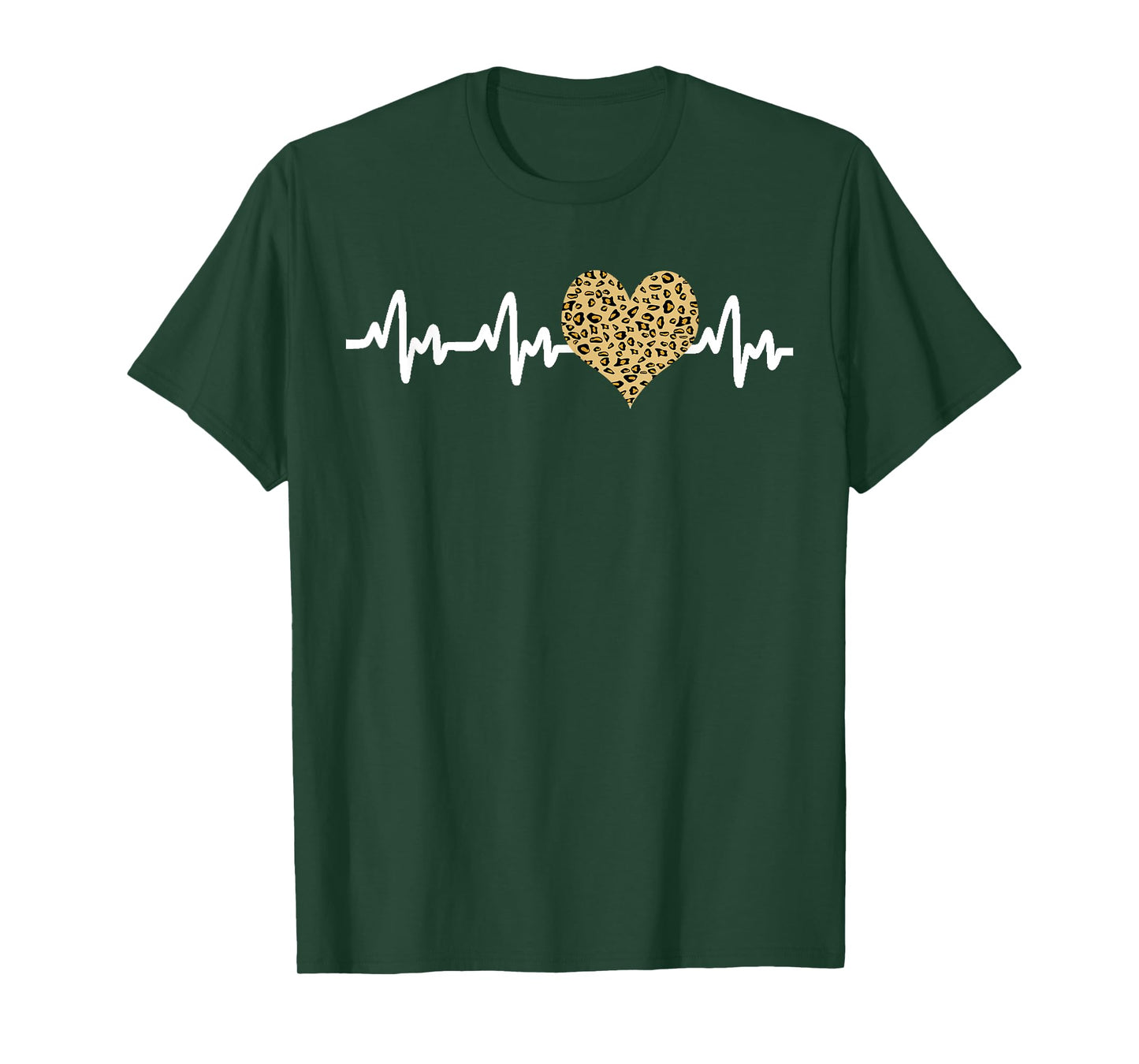 Cool Cheetah Leopard Print Heart Doctor Nurse Heartbeat EKG T-Shirt
