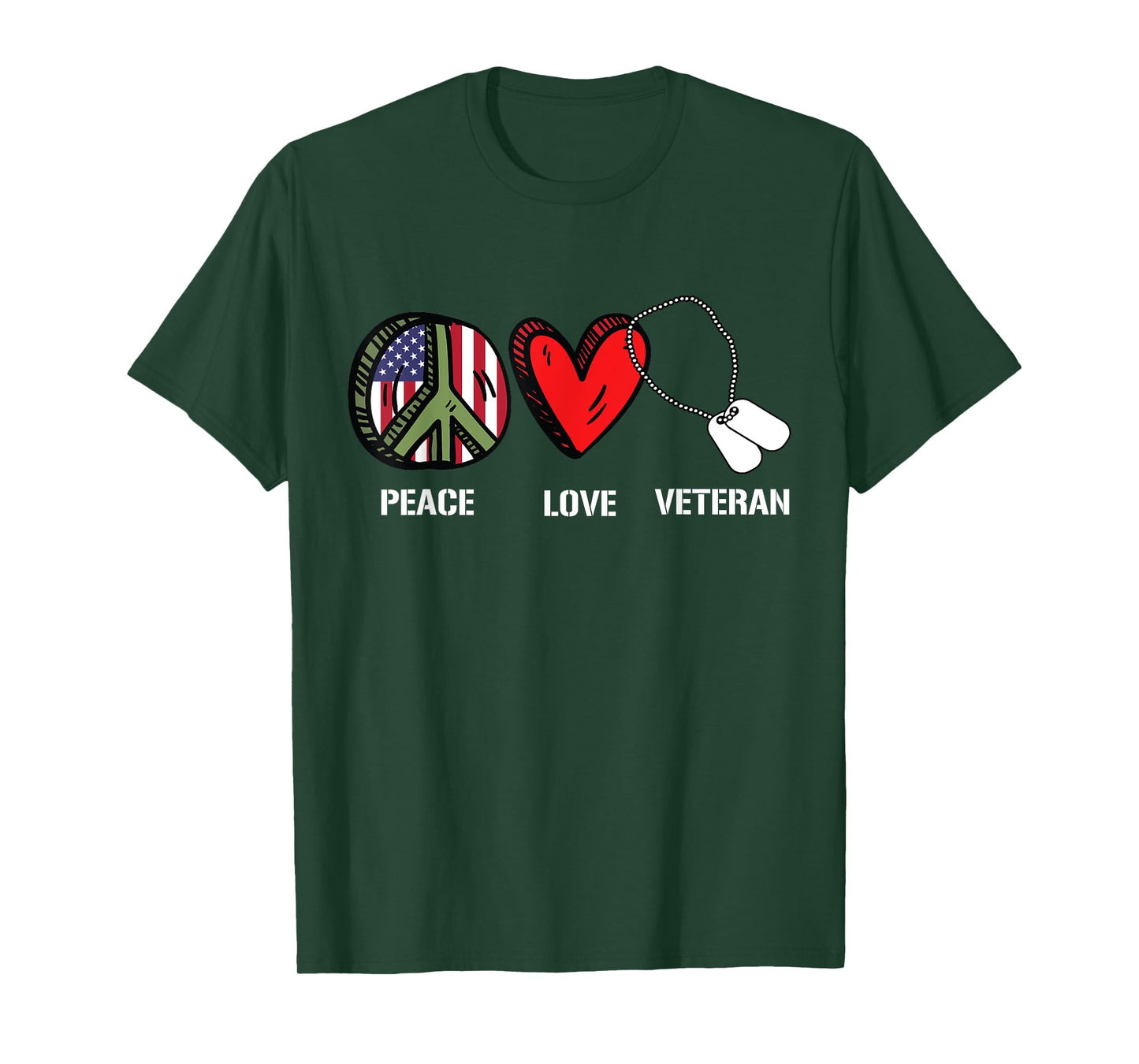 Peace Love Veterans Day American Flag Military Army Soldier T-Shirt