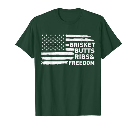 Brisket Butts Ribs and Freedom Vintage American BBQ Pride T-Shirt