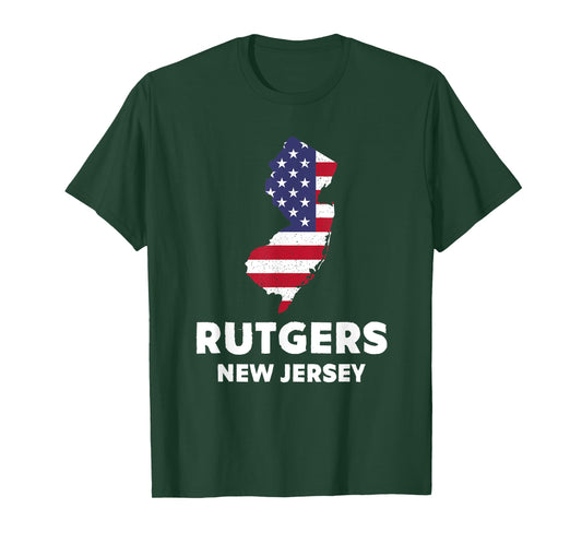 Distressed Patriotic USA Flag Rutgers, New Jersey T-Shirt for Women Men