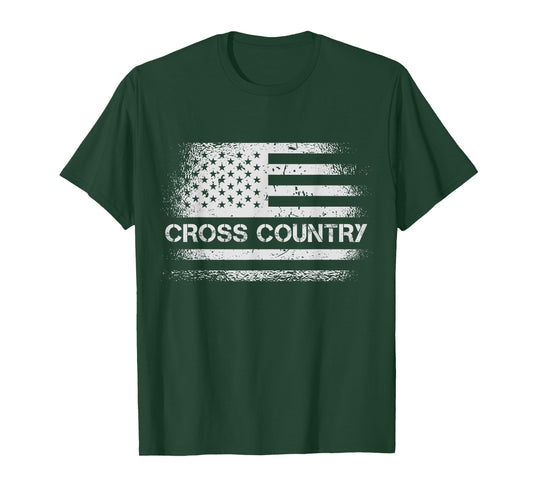 USA Flag Cross Country - American US Cross Country Running Women Girls Kids Men T-Shirt