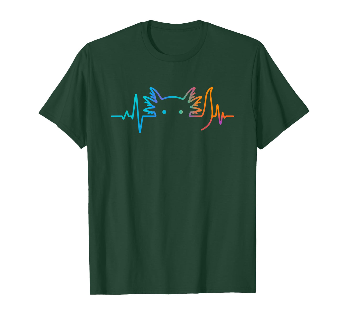 Funny Axolotl Heartbeat Line Art Cute Axolotl Silhouette T-Shirt