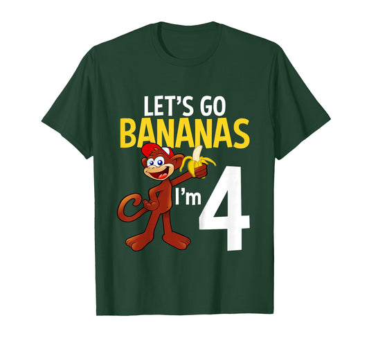 4 Year Old Monkey Birthday Party Zoo Animal Theme 4th Gift T-Shirt