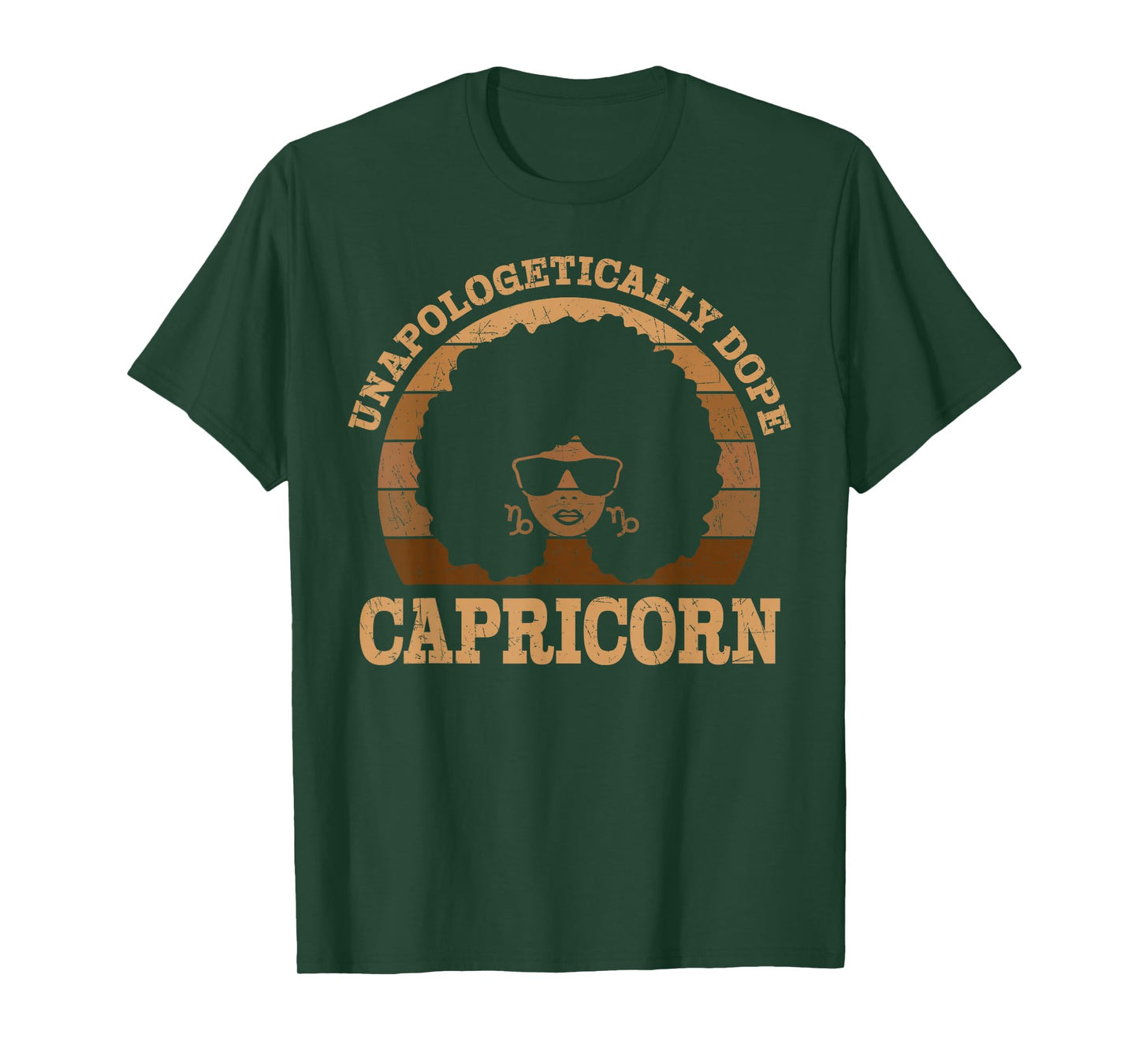 Dope Capricorn Queen Afro Hair Black Woman Zodiac Sign T-Shirt