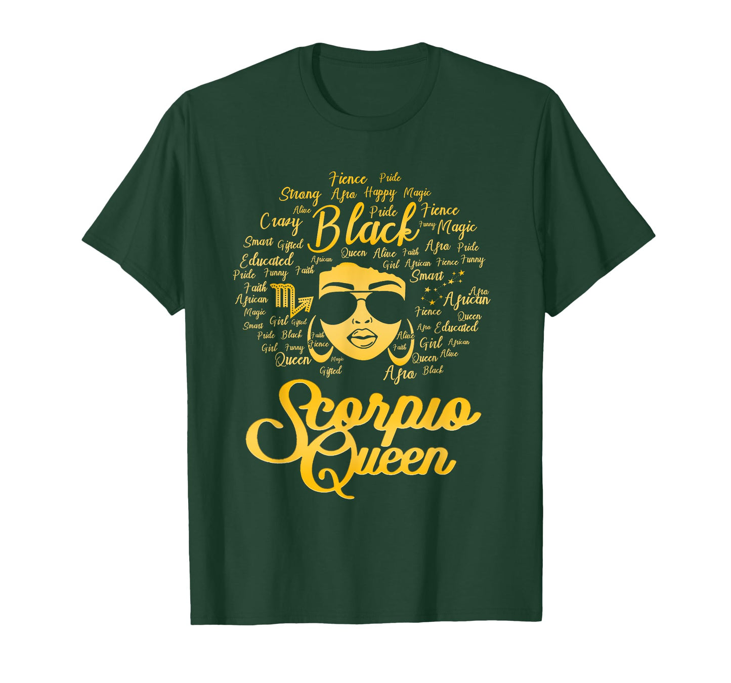 Scorpio Queen Birthday Blackwomen Zodiac Signs Afro Hair T-Shirt