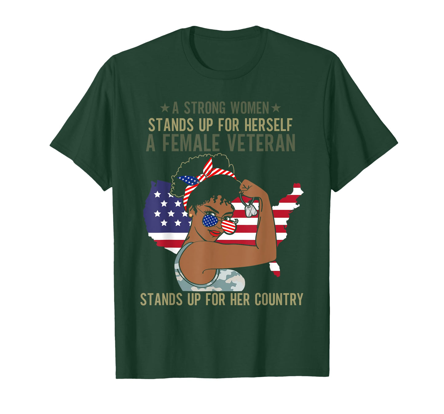 African American Army Veteran Female Afro Melanin Girl T-Shirt