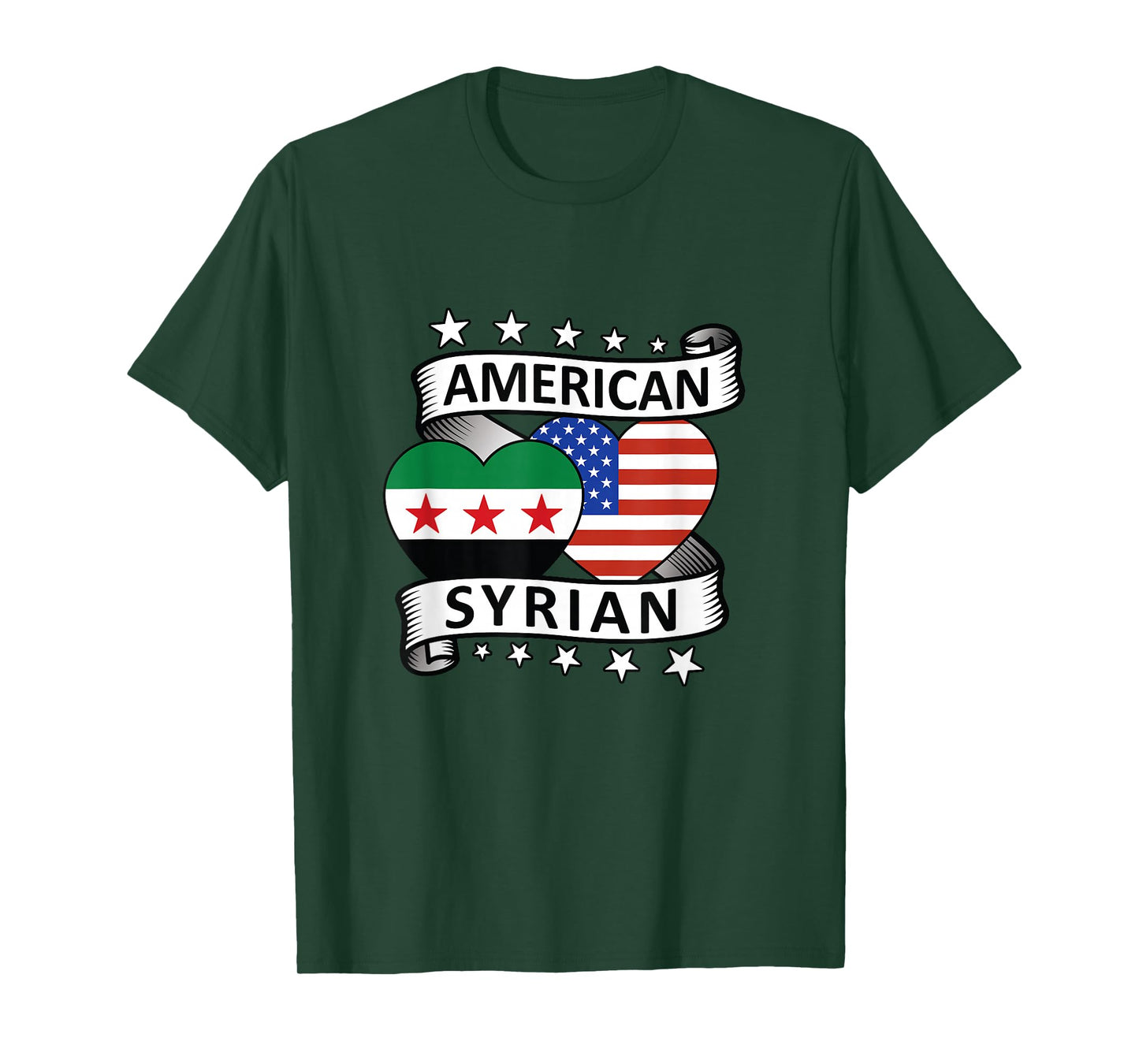 Syrian American Flag American And Syrian Syria New Flag T-Shirt