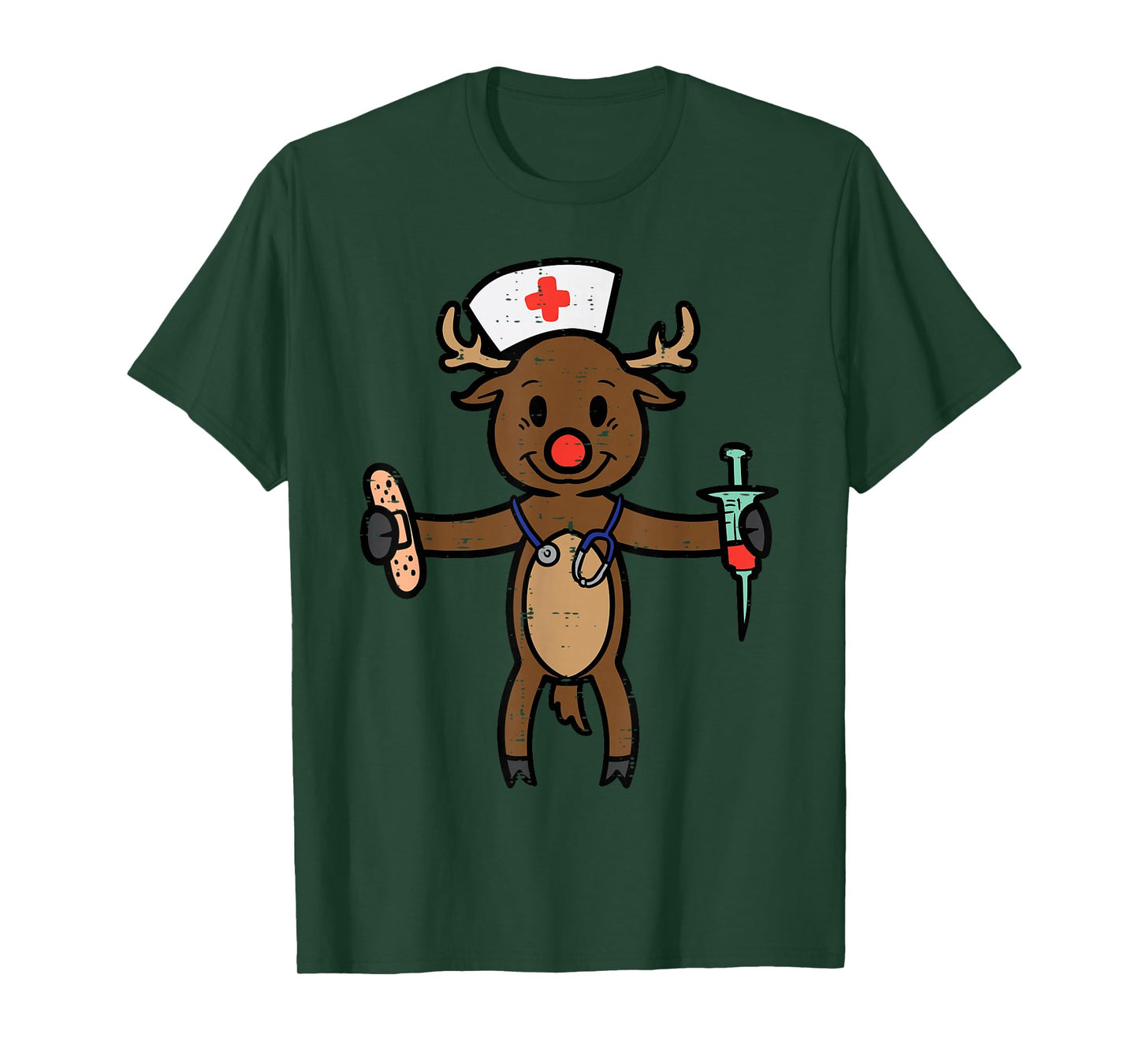 Christmas Nurse Reindeer Funny Xmas Nursing Scrub Top Women T-Shirt