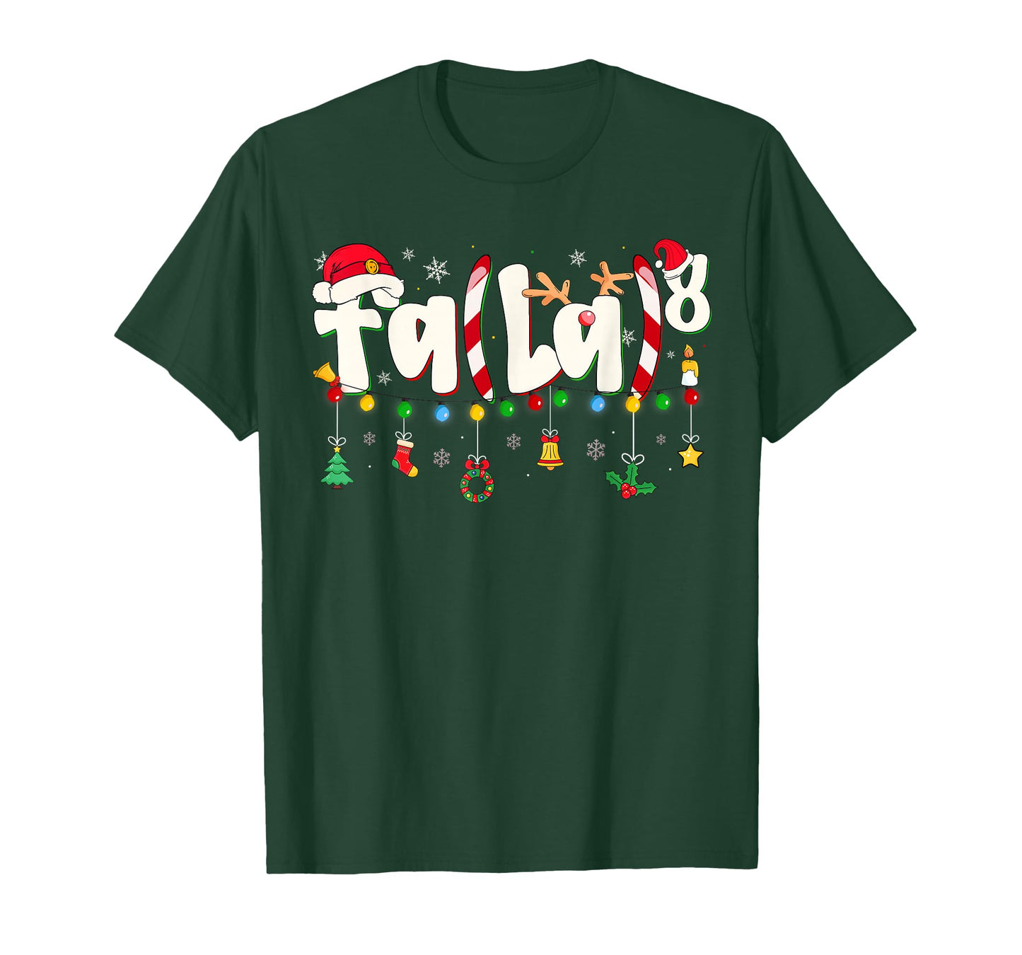 Funny Christmas Lights FA (La) 8 Santa Hat Math Teacher Kid T-Shirt