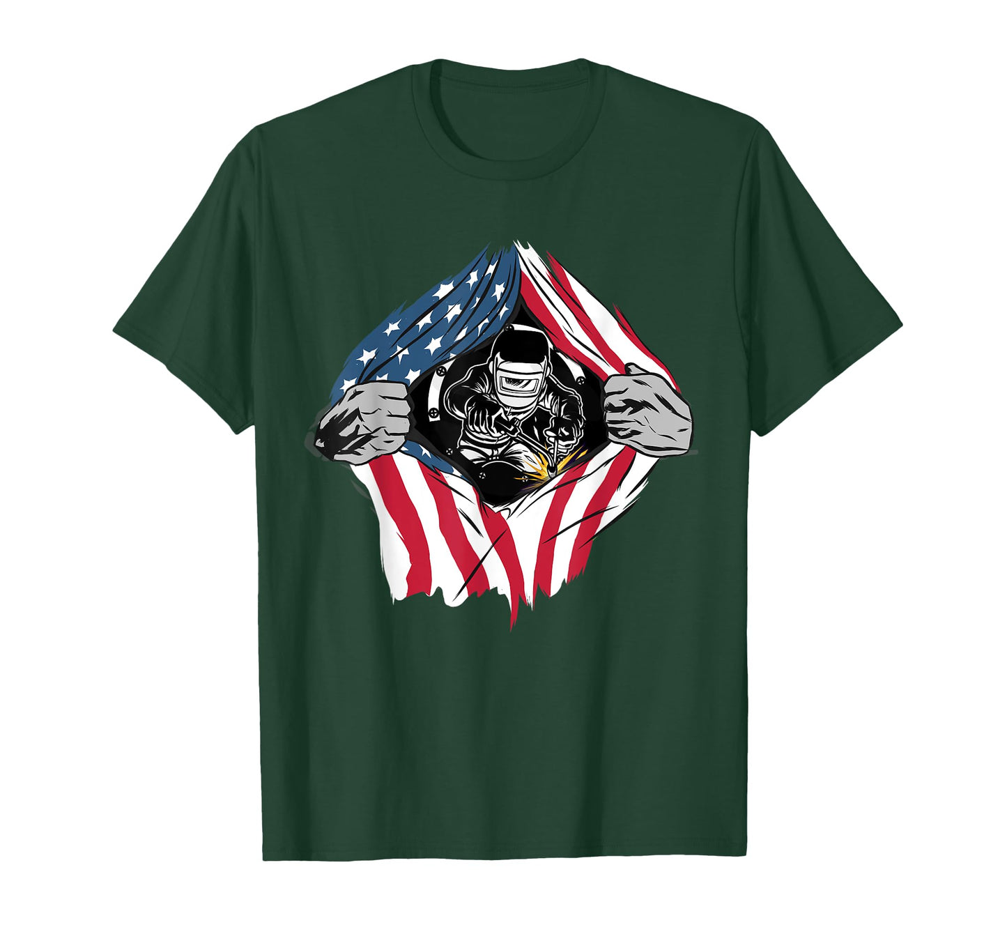 American Flag Welder Patriotic USA 4th Of July Welding Gift Women Men T-Shirt