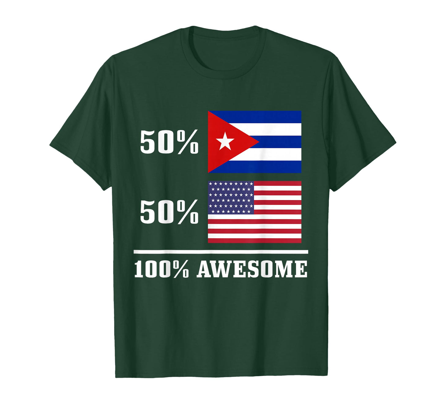 50% Cuba 50% USA Cuban American Flag Pride Heritage T-Shirt