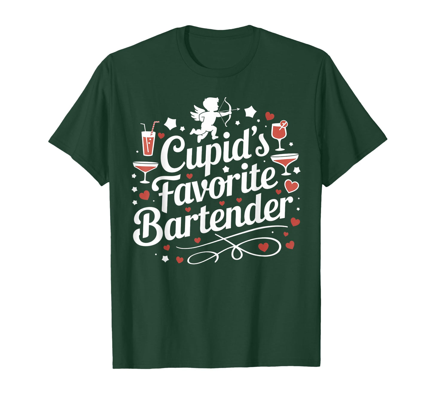 Cupid’s Favorite Bartender Funny Valentine Drink Design T-Shirt