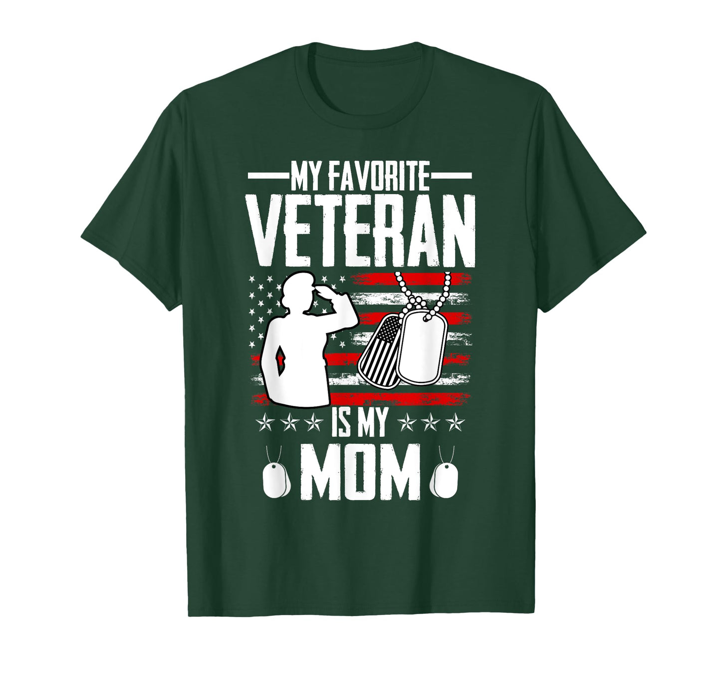 My Favorite Veteran Is My Mom Usa Flag Vintage Men Women T-Shirt