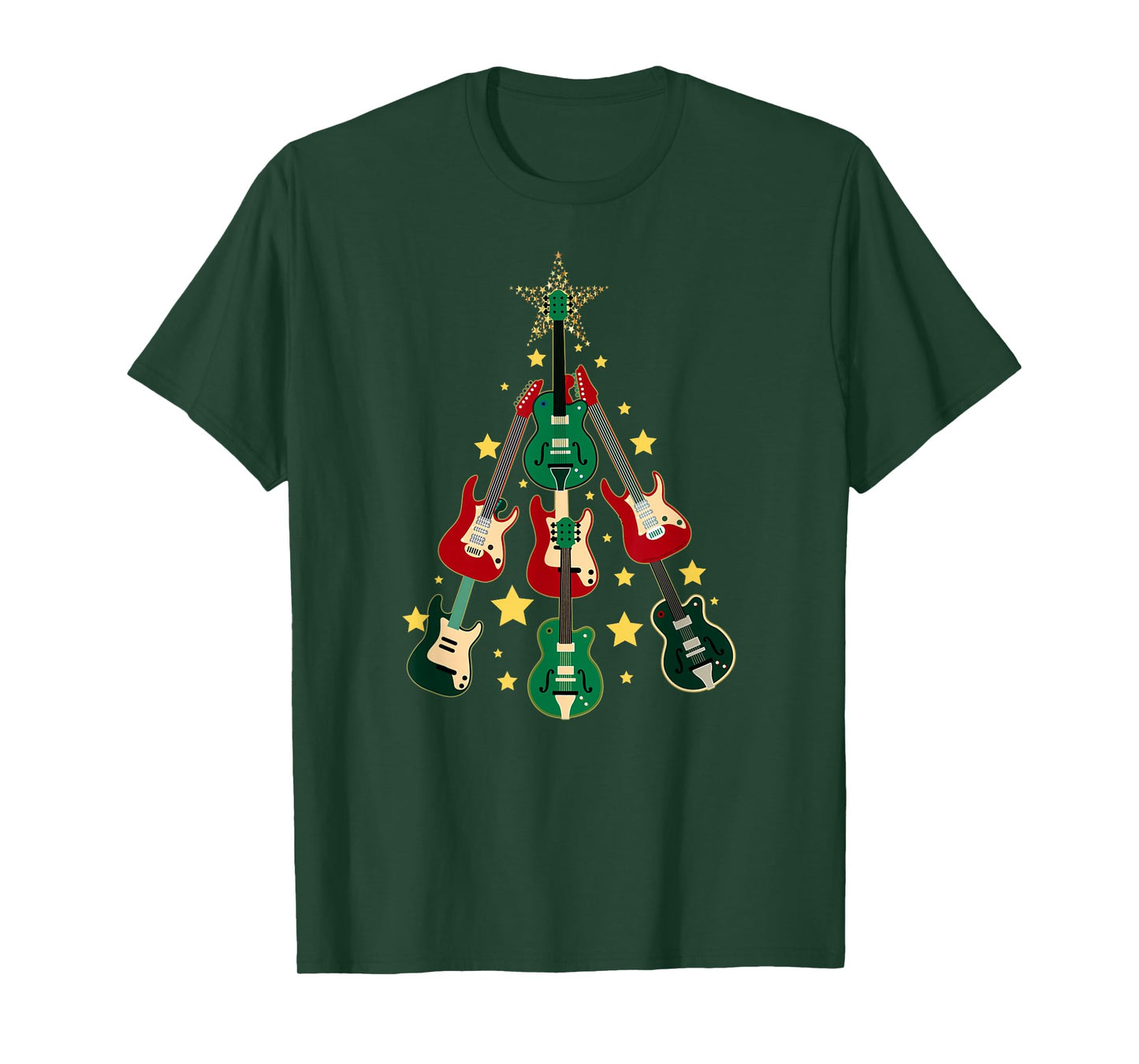 Cool Guitar Christmas Tree Guitar Lovers Christmas Tree T-Shirt