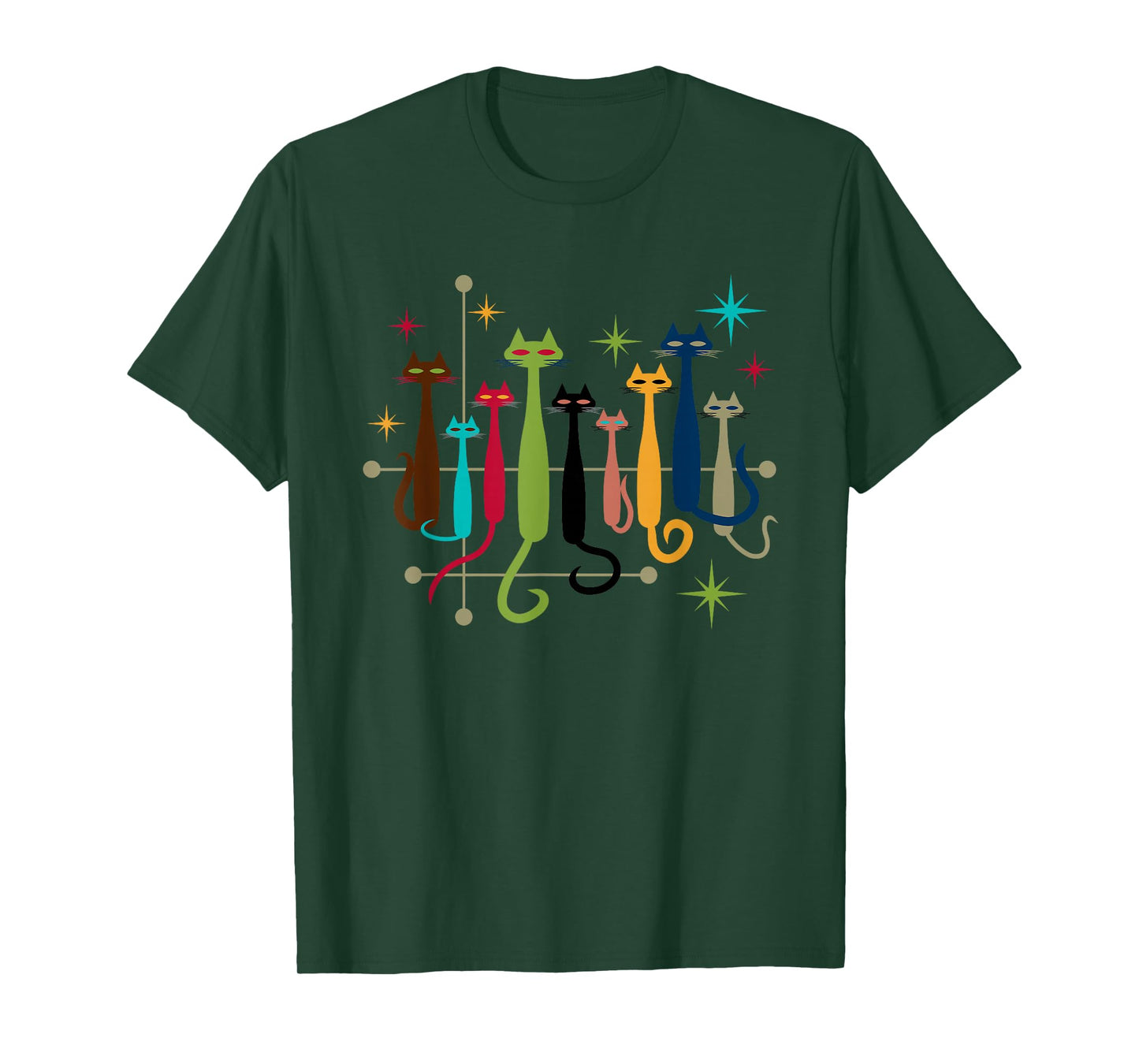 Vintage Retro Mid-Century Modern Look Cats 50s 60s Style T-Shirt