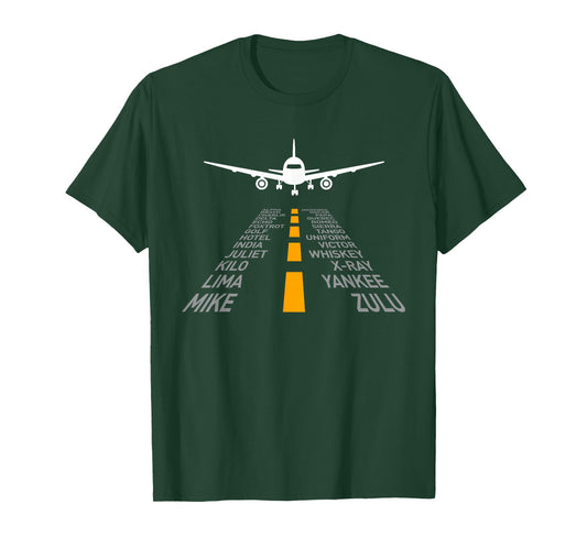 Airplane Pilot Gifts Airport Runway Phonetic Alphabet Plane T-Shirt