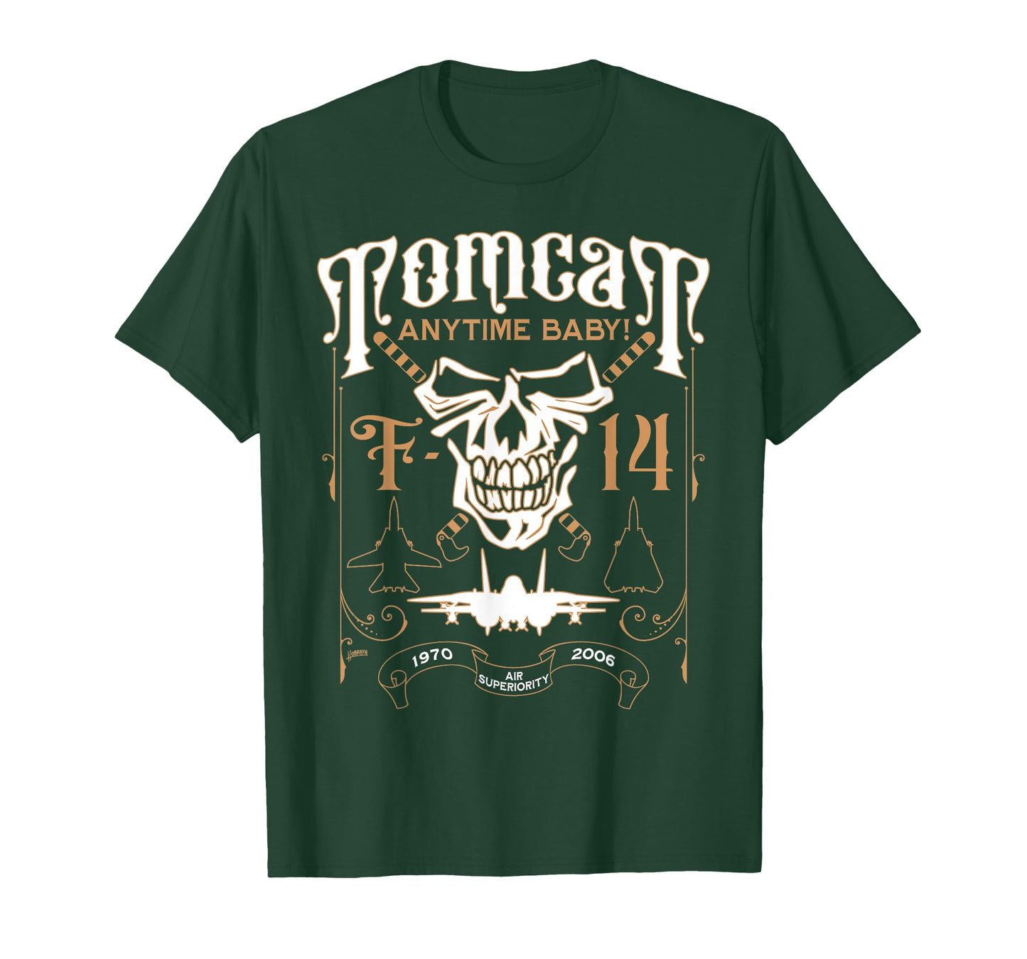 Classic F-14 Tomcat Military Fighter Jet Skull T-Shirt